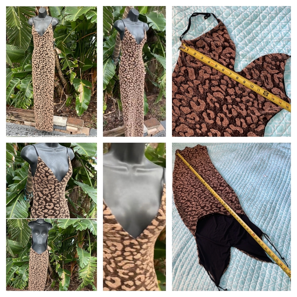 Size large Sexy metallic gold sparkle lurex stretchy, leopard 🐆 print dress